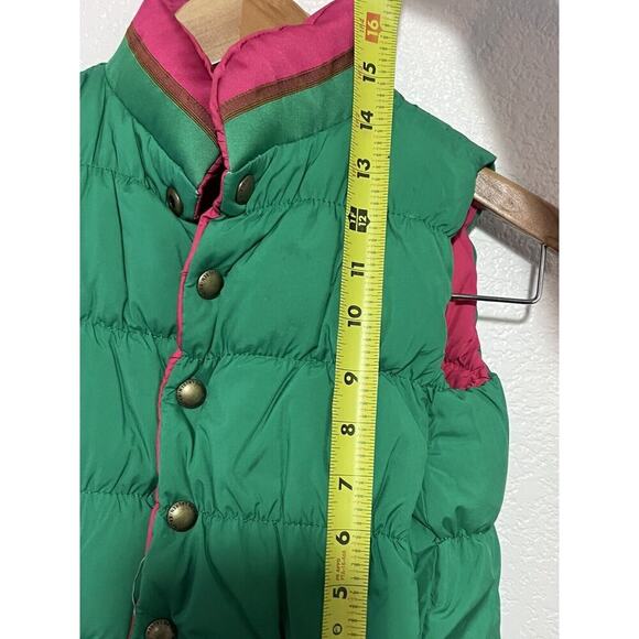 Ralph Lauren Reversible Vest Girls 3T Pink Green PUFFER Down Crest Horse Toddler - Picture 7 of 8